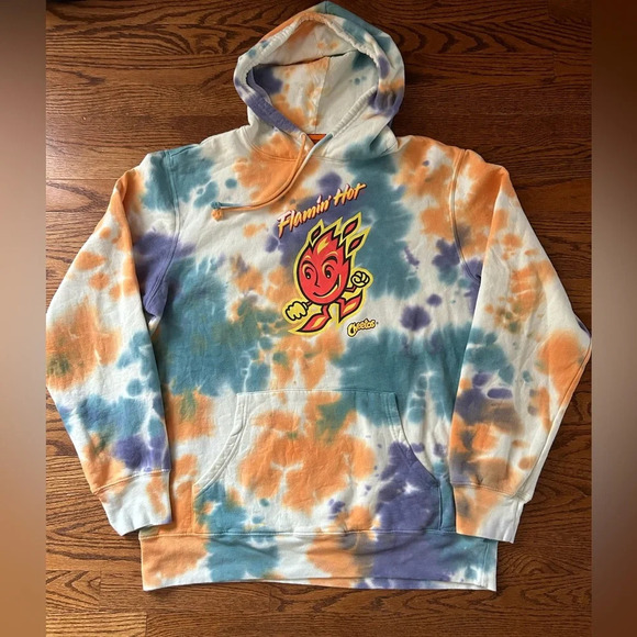 Cheetos Flamin’ Hot Tie Dye Hoodie Multicolor Graphic Sweatshirt Size Large - Picture 2 of 5